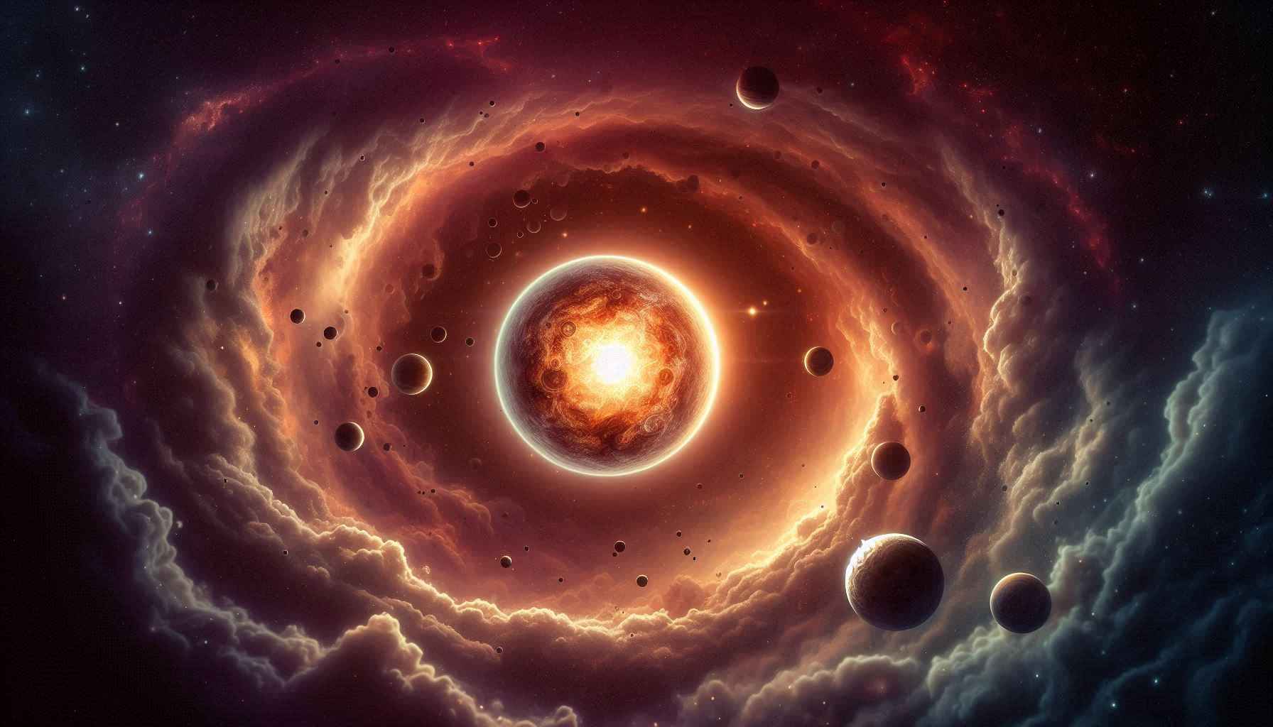 Formação planetária em um disco de poeira ao redor de uma estrela jovem