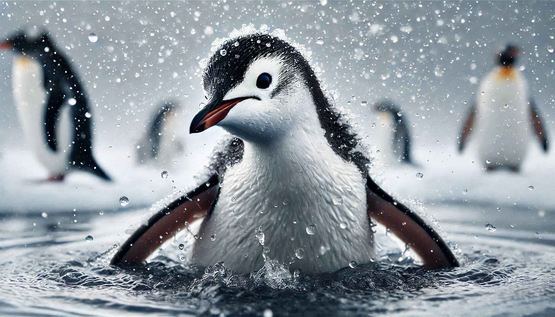 Pinguins em um ambiente frio