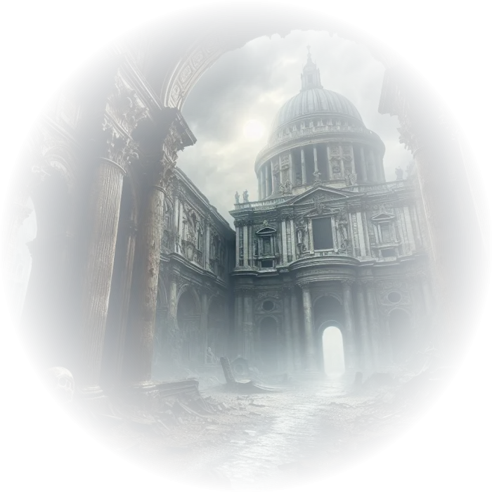 Edifício abandonado no centro de Londres, em estado de ruína e mistério.