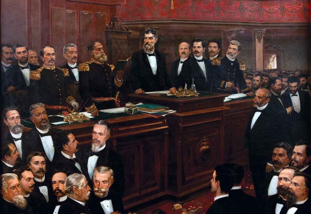 Primeira sessão da Assembleia Constituinte do Brasil em 1891 para a criação da nova Constituição