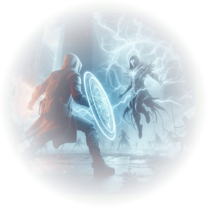 A battle of light versus darkness in an urban setting