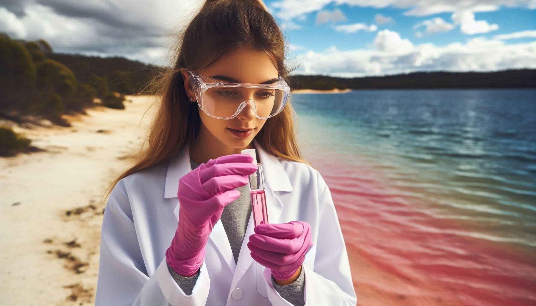 Cientistas estudando o Lago Hillier