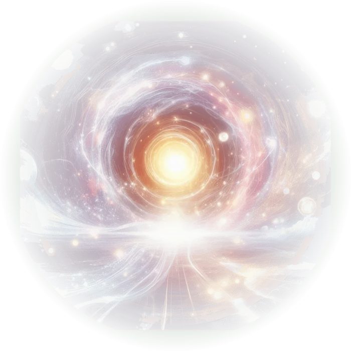 Um portal mágico se abrindo, com luzes brilhantes e energia fluindo entre os mundos.